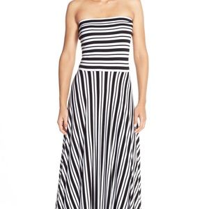 Stripe Strapless Maxi Dress